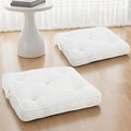 PRIMEPATIO Square Floor Pillow for Adults, Tufted Floor Cushion for Sitting, Large Meditation Cushion, Thick Corduroy Seat with Handle, Tatami Seating for Yoga, 24x24 Inch Beige, 2Pack