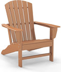 GREENVINES Adirondack Chair | HDPE Plastic | Oversized Fire Pit Chairs | All Weather | Teak | Poly Lumber | for Outdoor Deck Backyard Patio Garden