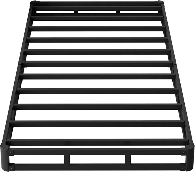 Maenizi Box Spring Twin 4 Inch Low Profile, Heavy Duty Metal Box Spring Bed Base with Fabric Cover, Mattress Foundation, Easy Assembly, Noise Free, Black
