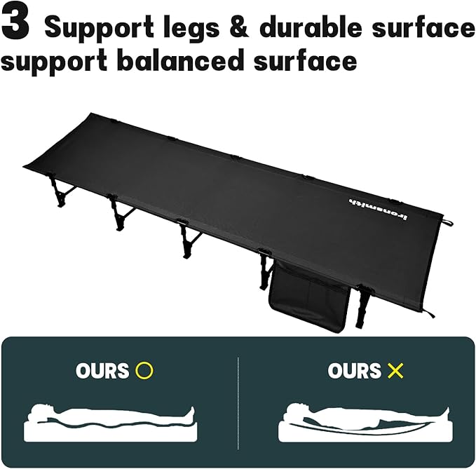 ASGARD Camping Cot, Portable Camping Bed for Adults, Foldable Sleeping Cots for Hiking,Camping,Travel (Black#Upgraded)