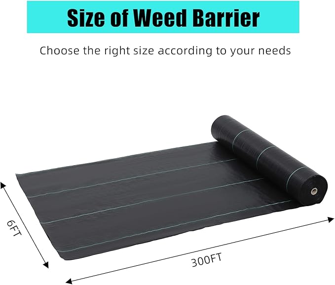 ExploreHorizon 6ft X 300ft Weed Barrier Landscape Fabric Heavy Duty, Premium 2.4 oz Ground Cover Weed Block Gardening Mat, Easy Setup & Superior Weed Control, for Erosion Control, Weed Barrier
