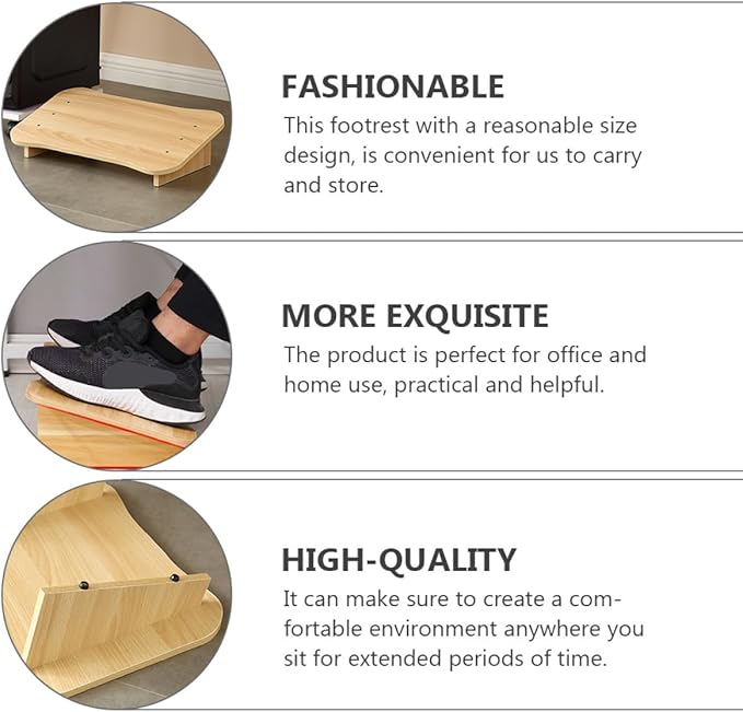 Uonlytech Natural Solid Wood Office Desk Footrest Stool Ergonomic Multipurpose Feet Rest for Under Desk Use Comfortable Posture Support Compact Portable Design for Home and Work