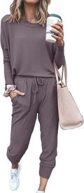 PRETTYGARDEN Women Fall 2 Piece Lounge Outfit Long Sleeve Tops High Waisted Jogger Pants Set Spring Travel Clothes Tracksuit