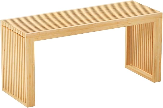 APRTAT Bamboo Dining Bench, 35 inch Farmhouse Decor Indoor Kitchen Table Bench, Entryway Shoe Rack Bench Solid Bamboo Benches for Living Room, Hallway, Bedroom, Bathroom (Nature, Long-Outdoor)