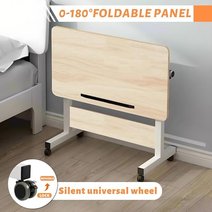 HDHNBA Rolling Desk Adjustable Height,Portable Laptop Desks,Small Standing Desk with Wheels for Home Office