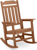 hOmeQomi Rocking Chair, All Weather Resistant Poly Lumber Outdoor Porch Rocker, Rocking Chairs for Outdoor, Indoor, Patio, Deck, Garden, Backyard, Load Bearing 380 lbs - Teak