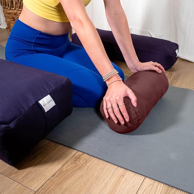 Sol Living Yoga Bolster Pillow Rectangular Meditation Cushion Cotton Meditation Accessories for Restorative Yoga Meditation Pillow Yoga Pillow Firm Body Pillow Bolster Pillow for Legs Removable Cover