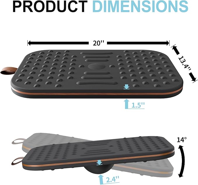ERGO COLLECT Balance Board For Standing desk, 2-in-1 Dual-Sided Balance Stability Trainer & Anti-Fatigue Standing Mat,Calf Stretcher,Exercise Balance,For Home,Gym,Office