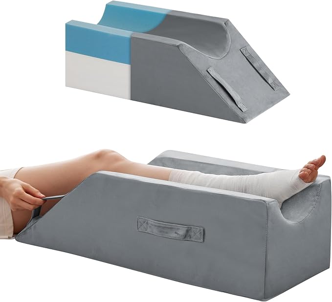 MEGCXIT Leg Pillow Elevation Blood Circulation, Wedge Pillow for Legs Swelling, Knee Pillow Wedge Post Surgery, Leg Elevation Pillows for After Surgery, Memory Foam Foot Leg Elevating Pillow, Grey