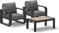 Aluminum Outdoor Sofa Bistro Set, Oversized Patio Conversation Sets Widened Armrest & Ultra-Thick Cushions, Deep Seating Patio Furniture Set for Backyard, Porch, Graphite