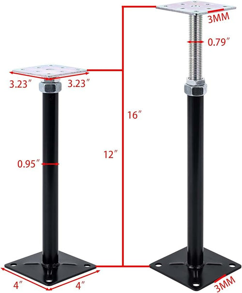 2-Pack Mini Screw Jacks, Floor Straightener, Adjust & Lift Supports, Level Floor Jacks, Post 12" to 16"