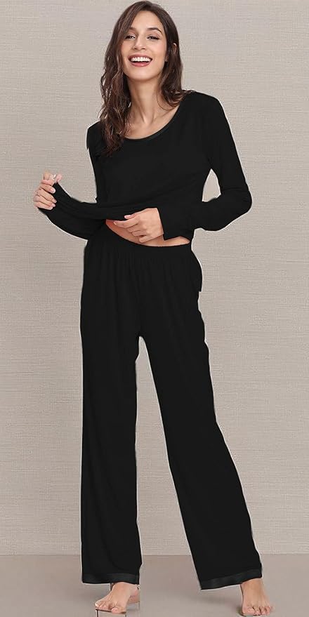 GYS Viscose from Bamboo Women's Pajama Sets Super Soft Long Sleeve Sleepwear Comfy Winter Pjs Sets S-4X