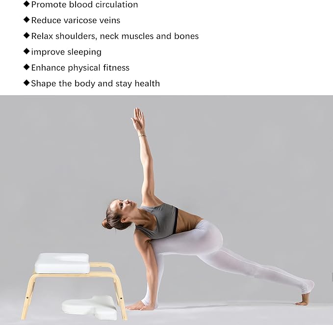 C-CHAIN Balanced Yoga Headstand Bench - Ideal for Workout, Fitness and Gym, for Both Beginner and Experience Yogis - Wood and PU Pads - Relieve Fatigue and Build Up Body