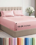 Extra Deep Pocket Queen Sheet Set - 4 Piece Breathable & Cooling Bed Sheets - Hotel Luxury Sheet Set - Soft, Wrinkle Free and Comfy - Easily Fits Extra Deep Mattresses - Deep Pocket Baby Pink Sheets
