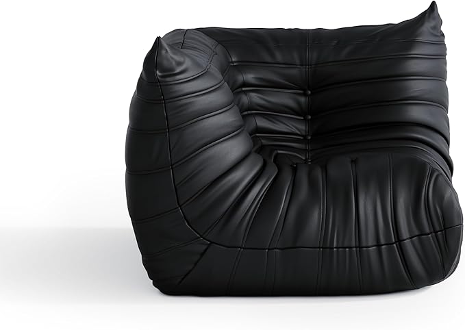 Bean Bag Chair Fireside Chair Lazy Floor Sofa, Faux Leather Giant Corner Bean Bag Sofa, High-Resilience Memory Foam Armless Foam Lounger Tatami Recliner Couch for Living Room Bedroom Dorm Office