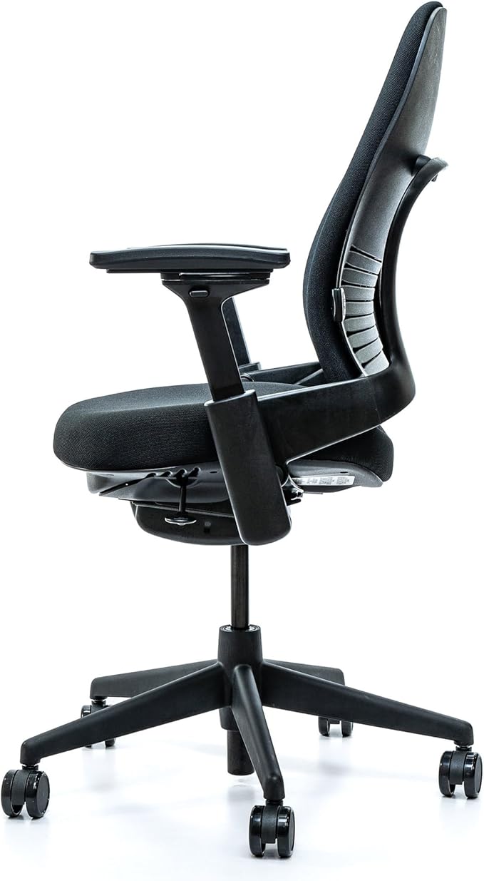Steelcase Leap V2 Office Chair - Remanufactured by Crandall Office - Ergonomic, Fully Adjustable, 12-Year Warranty, Black Fabric - Premium Work & Home Office Seating