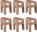 DAYALANE Barrel Dining Chairs Set of 6, Upholstered Accent Kitchen Chair with Arms Modern Recycled Polyester Armchair Comfy Velvet Side Chair for Living Room/Home Office/Reception, Khaki