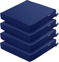 4 Pack Outdoor Chair Cushions 19 x 19 Inch Waterproof Patio Chair Cushions with Tie 5 Year Color Fastness Thick Outdoor Seat Cushion for Garden Lawn Patio Furniture Navy