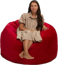Ultimate Sack 4000 4-Foot Bean Bag Chair, Red Suede Cover – Oversized Foam Lounger, Floor Seat, Small Sofa, or Couch Bed for Living Area, Gaming Room, or Reading Lounge