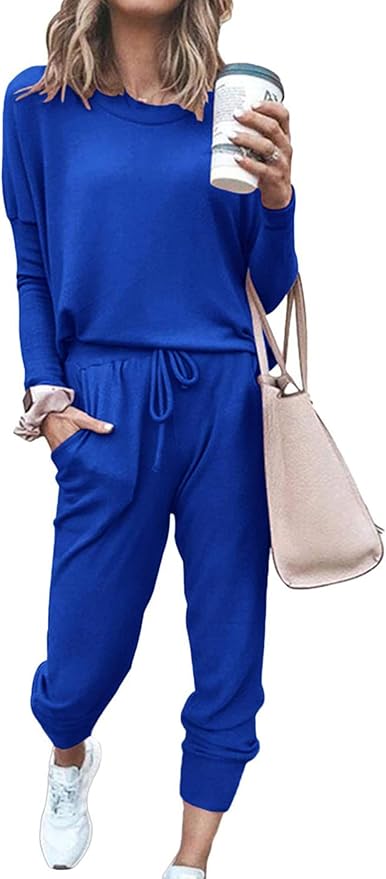 PRETTYGARDEN Women Fall 2 Piece Lounge Outfit Long Sleeve Tops High Waisted Jogger Pants Set Spring Travel Clothes Tracksuit