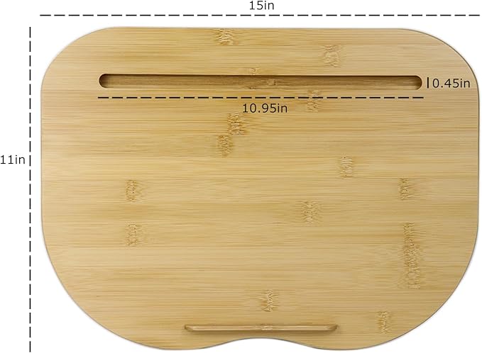 Lap Desk for Laptop with Cushion-Fits up to 15 inch, Bamboo Computer Laptop Stand with Phone Hoder, Anti-Slip Stopper