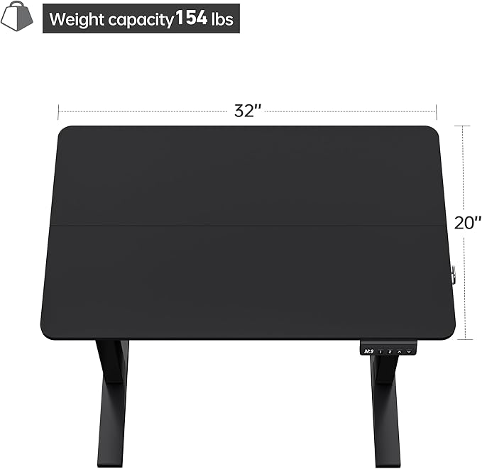 LongKe Electric Standing Desk Adjustable Height, 32x20 Inches Sit Stand up Desktop for Home Office, Ergonomic Rising Computer Table with Memory Preset, Rustic Brown