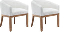 Shenyon Mid Century Modern Dining Chairs Set of 2, Upholstered Linen Fabric Dining Room Chairs with Arms and Solid Wood Legs, Comfy Barrel Accent Chairs for Dining Room, Living Room, or Cafe,Beige
