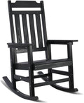 hOmeQomi Rocking Chair, All Weather Resistant Poly Lumber Outdoor Porch Rocker, Rocking Chairs for Outdoor, Indoor, Patio, Deck, Garden, Backyard, Load Bearing 380 lbs - Black