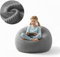 Bean Bag Chairs for Adults with Memory Foam Filling - 34" Large Faux Suede Bean Bag Chair Sofa, Ergonomic Lazy Lounger with Back Support & Armrest, Comfy Floor Seating (Grey)