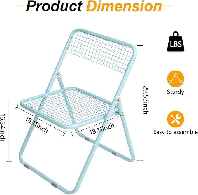 12 Pack Folding Chair,Blue Color,Single Piece,Foldable Space - Saving Design for Indoor/Outdoor Use