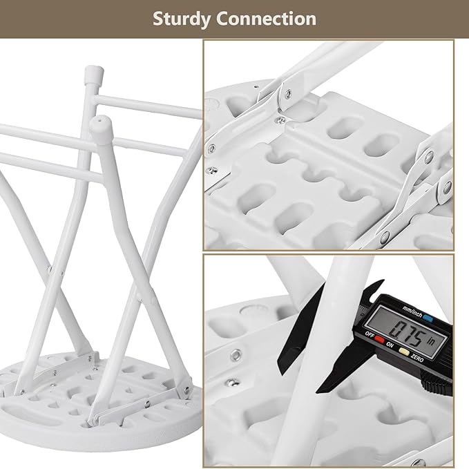 Folding Chairs 6 Pack, Heavy-Duty Plastic Foldable Chairs with Sturdy Metal Frame, 350 lbs Capacity, Fashion Stackable Portable for Weddings, Parties, Office, Indoor, Outdoor Events, White