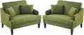 Bezseller Oversized Accent Chairs Set of 2, 33.5'' Wide Seat Comfy Armchair with 2 Pillows, Upholstered Big Reading Chair, Modern Single Sofa Chair for Living Room Bedroom Apartment Office, Green