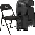 10 Pack Black Padded Folding Chairs Set - Comfortable Stackable Portable Chairs for Indoor Outdoor, Events, Parties, Office, Wedding (PU Leather, Classic Black,School Chair)