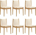 DUOMAY Upholstered Linen Beige Dining Chairs Set of 6, Wooden Armless Kitchen Chairs with Natural Legs and Sturdy Frame for Dining Room, Restaurant, Living Room