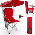 CozyBox Portable Folding Camping Chairs with Canopy Shade, Beach Chair for Adults, Durable Weather Resistant 600D Oxford Cloth, Camping Chair with Canopy for Outdoors [Red]