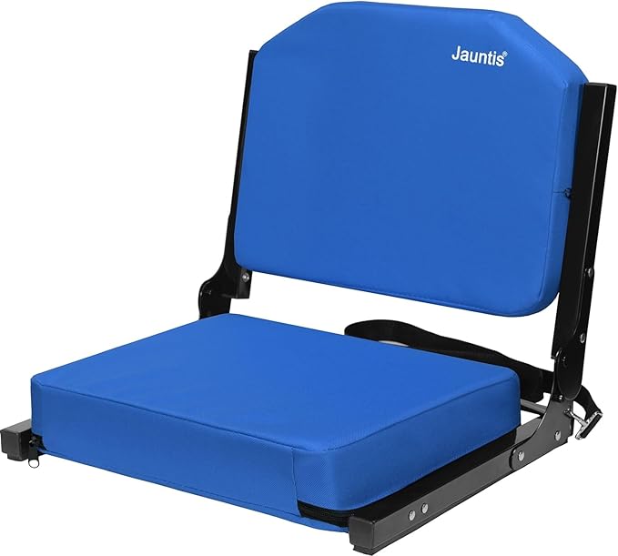 Stadium Seats for Bleachers, Bleacher Seats with Ultra Padded Comfy Foam Backs and Cushion, Wide Portable Stadium Chairs with Back Support and Shoulder Strap, 1 Pack, Blue