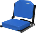 Stadium Seats for Bleachers, Bleacher Seats with Ultra Padded Comfy Foam Backs and Cushion, Wide Portable Stadium Chairs with Back Support and Shoulder Strap, 1 Pack, Blue