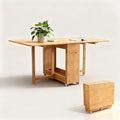 Folding Drop Leaf Dining Table with 2 Storage Space and 4 Lockable Wheels, Convertible Dining Table cart for Small Spaces Dining Room. (Wood)