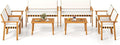 Tangkula 8 Pieces Wood Patio Furniture Set, Outdoor Acacia Wood Cuhioned Conversation Set with Coffee Table, for Backyard,Porch,Garden,Lawn