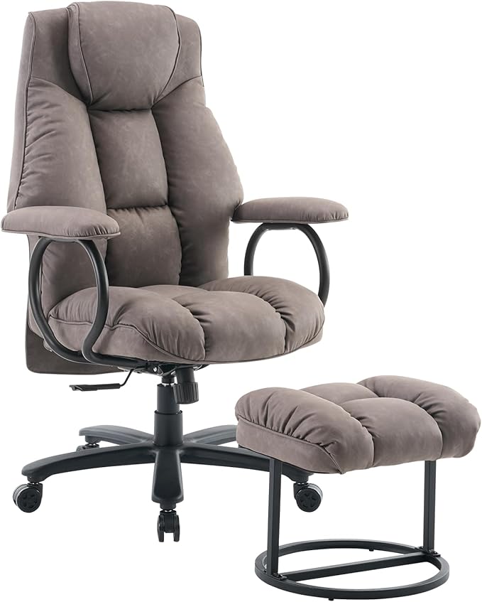 ATMILD Office Chair Big and Tall, High Back Ergonomic Office Chair with Padded Armrest, 400 lbs,PU Leather (Grey)