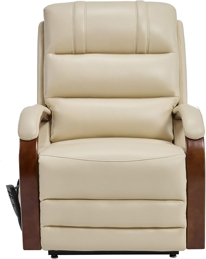 Dual Motor Power Lift Recliner Chair, Lay Flat Recliner, Lift Chair with Massage and Heat, Standing Assistance, Infinite Position Reclining, Living Room Chair (Faux Leather Beige)
