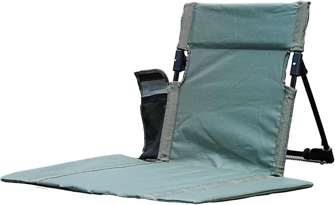 Extra large folding camping backrest with cup holder,Lightweight portable outdoor large chair for beach, park, lawn, and travel,Aluminum frame, comfortable & durable lazy backrest (Olive Green)
