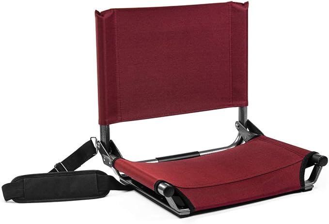 Cascade Mountain Tech Stadium Seat - Lightweight, Portable Folding Chair for Bleachers and Benches - Maroon, 17"