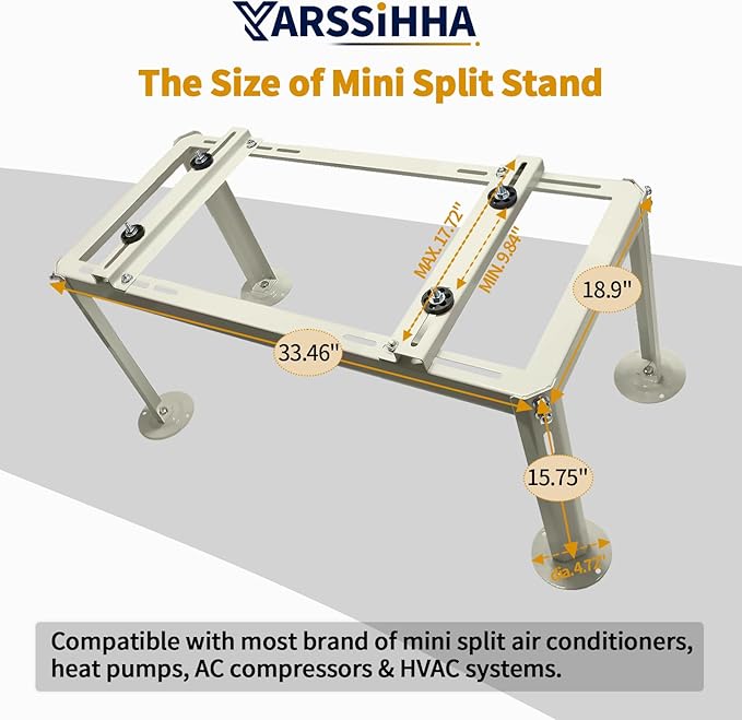 Yarssihha Mini Split Ground Stand for 9000-36000 BTU Ductless Air Conditioners Heat Pumps, Heavy Duty Adjustable Mini Split Stand, Condenser Stand, Max Load: 440LBS