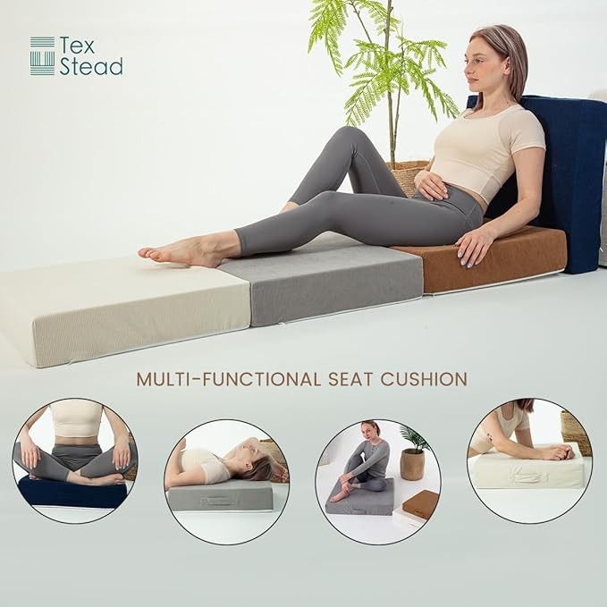 28 inches Meditation Floor Pillow Square Large Floor Cushions for Adults, Thick Memory Foam Seat Cushions for Yoga, Living Room, Sofa, Tatami, Bay Window Gray