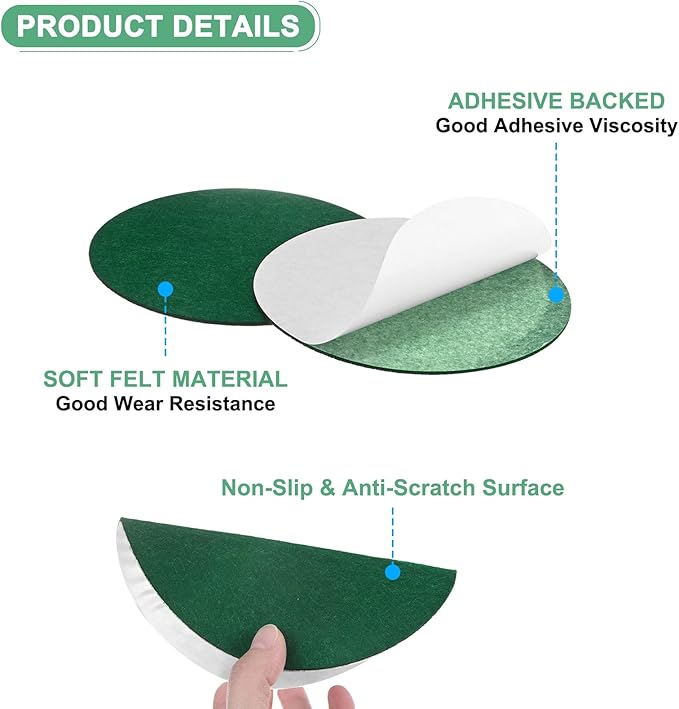 30-Pack Lamp Base Felt, 6 Inch Dia. 2mm Thick Self Adhesive Round Fabric Felt Pads for Lamp/Furniture/DIY, Non-Slip Fiber Backed Patch Circles with Adhesive Backing [Green]