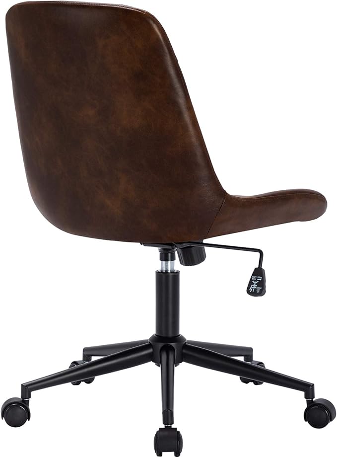 DUHOME Modern PU Leather Office Chair Desk Chair Swivel Computer Chair Dark Brown
