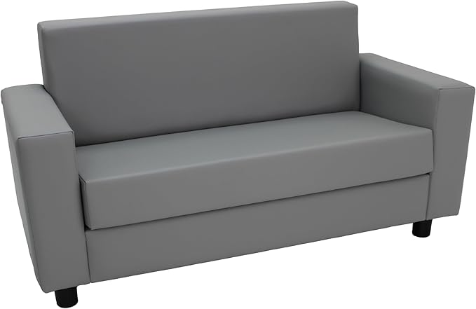Factory Direct Partners SoftScape Inspired Playtime Classic Reading Sofa, Children's Commercial-Grade Upholstered Furniture for Home, Daycare, Preschool, Library; Comfy Modern Design - Grey, 14473-GY