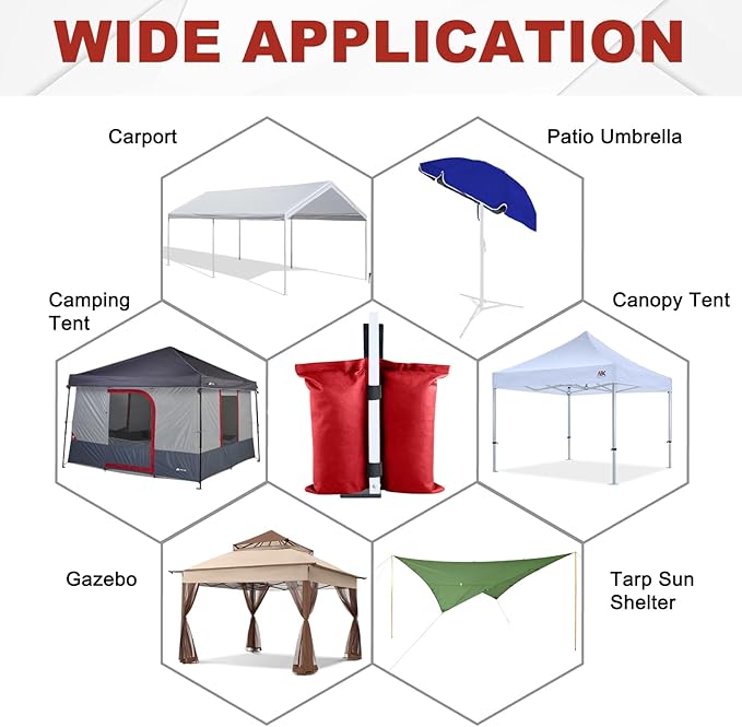 ABCCANOPY Canopy Weights 120 LBS Tent Sand Bags,4pcs-Pack (Red)