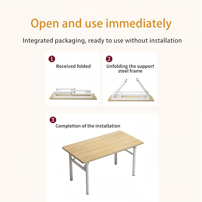 Mrsanmu Small Folding Desk No Assembly,39.4 Inch Folding Computer Desk Small Foldable Table for Home Office.